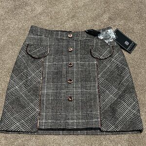 Bagatelle Black and Brown Plaid Mini Skirt